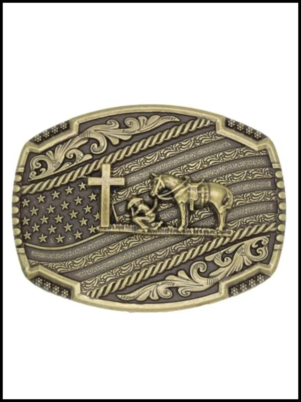 Western Cowboy Brass Belt Buckle with Animal Pattern for Men Women